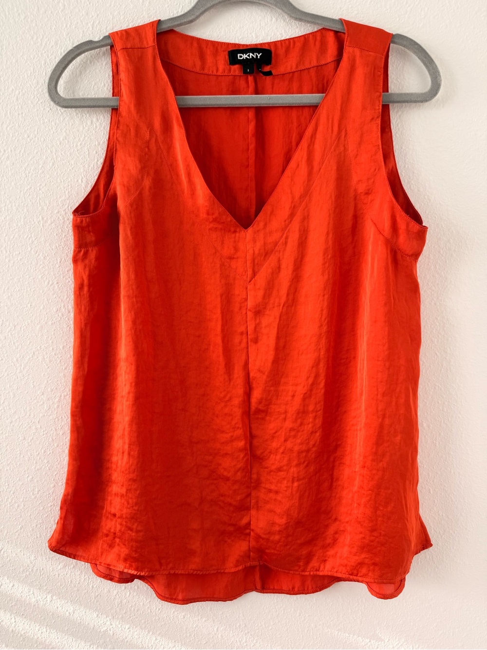 DKNY Sleeveless V-Neck Camisole in Vibrant Orange